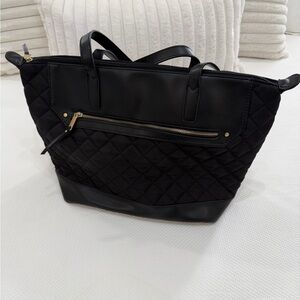 Elegant Black Quilted Tote Bag